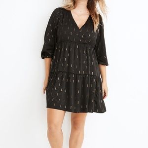Madewell Metallic Jacquard Faux-Wrap Tiered Mini Dress size Small